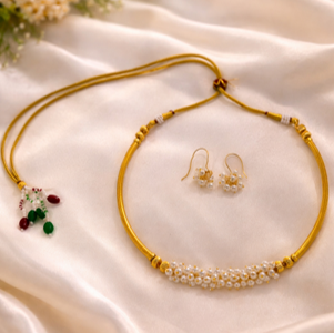 Royal Pearl Line Choker Set
