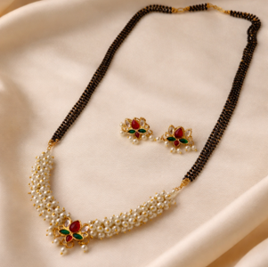 Floral Kundan Pearl Mangalsutra