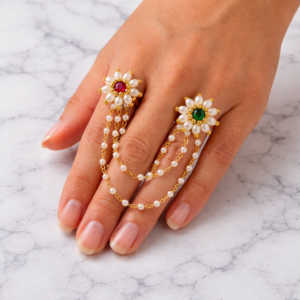 Royal Pearl Double Chain Ring