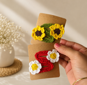 Crochet Flower Duo Hair Pins