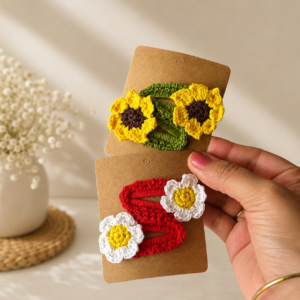 Crochet Flower Duo Hair Pins