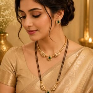 Pearl Grace Green Stone Mangalsutra
