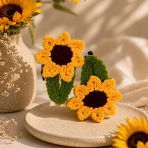 Crochet Sunflower Hair Clips